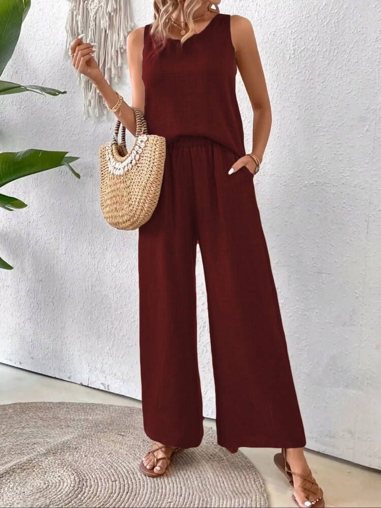 Sahara Breeze Two-Piece Set – Relaxed Wide-Leg Summer Outfit
