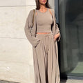 Outerwear Suspender Top And Wide-leg Pants Three-piece Set